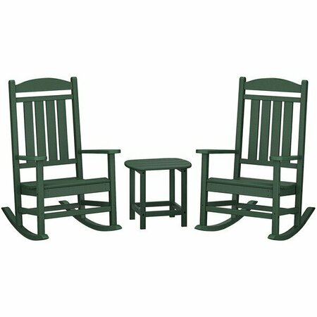 POLYWOOD Presidential Green Patio Set with South Beach Side Table and 2 Rocking Chairs 633PWS1661GR